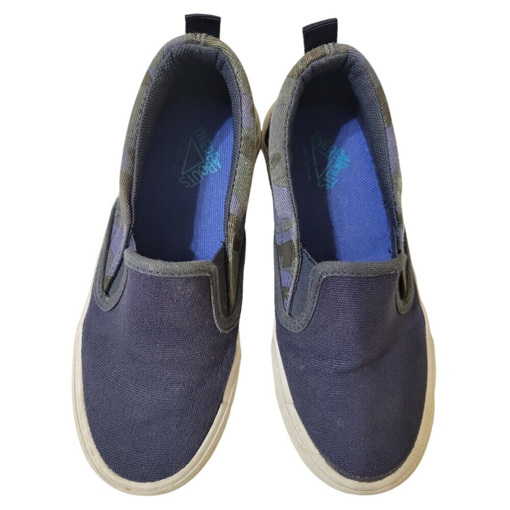 Boys Slip-On Memory Foam Canvas Sneakers Blue/Camo Size 13M Thereabouts